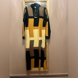 Turtleneck dress colorblock